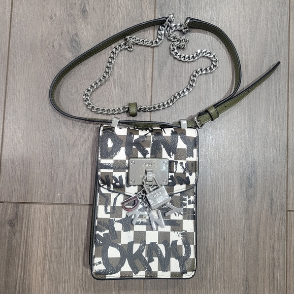 DKNY Checkered Graffiti Phone Crossbody Bag - Picture 2 of 7